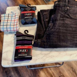 Men's Washed Black Denim Jeans 38/30 w/SOCKS!!